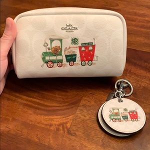 Coach holiday edition cosmetic case and keychain